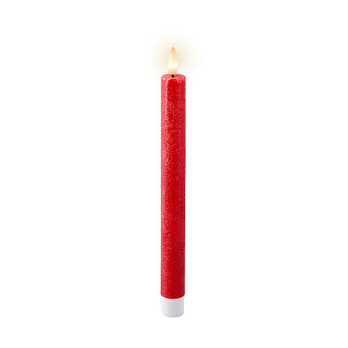 Set of 2 red LED wax candles for indoors h 24.5 cm 2