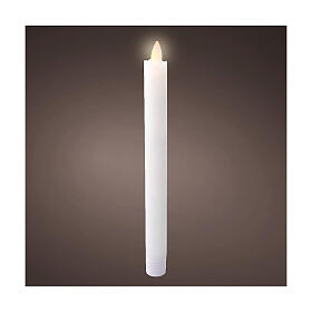 Set of 2 white LED wax candles for internal use, h 25 cm