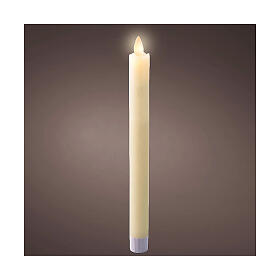 Bougie LED en cire blanche effet flamme lumière chaude 25 cm