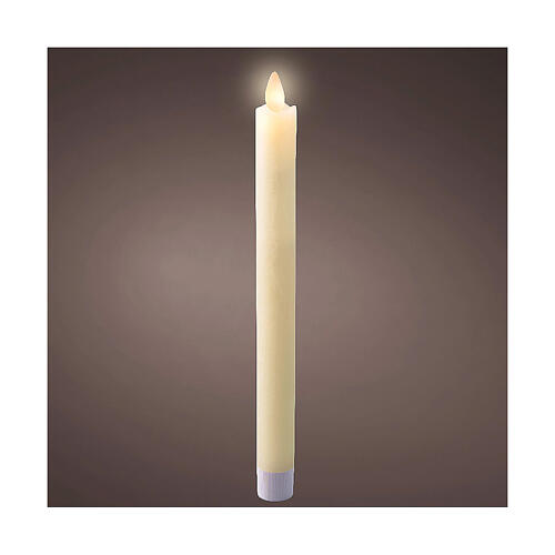 Bougie LED en cire blanche effet flamme lumière chaude 25 cm 1