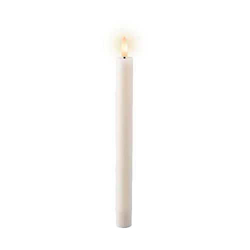 Set of 4 white wax candles, rechargeable LEDs, h 9.5 in, indoor use 3