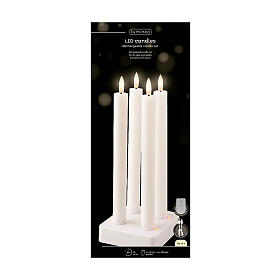 Set 4 velas de cera LED recargables blanco h 25 cm uso interior