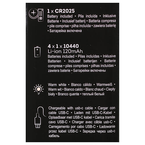Set 4 candele in cera LED ricaricabili bianco h 25 cm uso interno 5