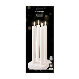 Zestaw 4 świec woskowych LED, ładowalne, białe, h 25 cm - do wnętrz