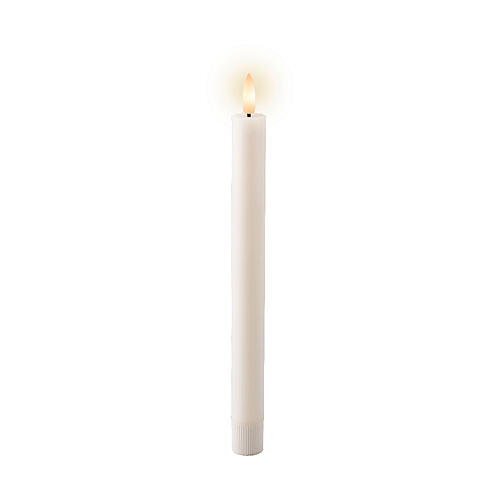 Zestaw 4 świec woskowych LED, ładowalne, białe, h 25 cm - do wnętrz 3