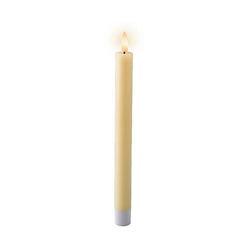 Cream-coloured wax candles, rechargeable LEDs, h 9.5 in, indoor use, set of 4 3