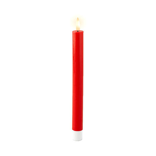 Set of four red candles for indoor, rechergeable LEDs, h 9.5 in 3