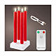 Set of four red candles for indoor, rechergeable LEDs, h 9.5 in s1