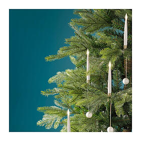 Bougie décoration sapin Noël blanche h 15,5 cm perle