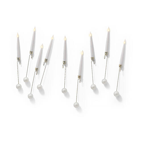 Candela addobbo albero Natale bianca h 15,5 cm perla 3