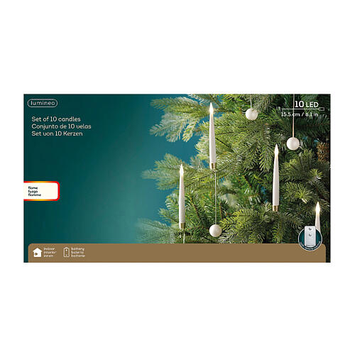 Candela addobbo albero Natale bianca h 15,5 cm perla 4