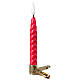 Red candles for Christmas tree with golden clip, h 6 in, 0.6 in diameter s2