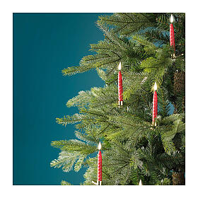 Bougie rouge décoration sapin h 15 cm avec pince dorée diam. 1,5 cm