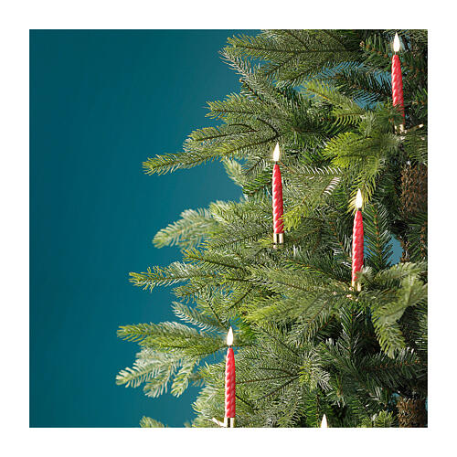 Candela rossa addobbo albero h 15 cm clip oro diametro 1,5 cm 1