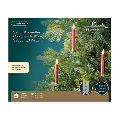 Red LED candles for Christmas tree, h 6 in, indoor use 4