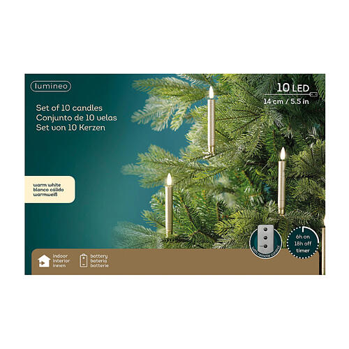 LED-Kerzen, goldfarben, für den Innenbereich – 15,5 × 1,5 cm, Set zu 10 Stück 4