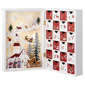 Calendario de Adviento paisaje navideño 25x35x10 cm LED