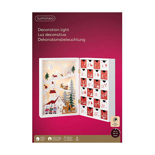 Calendario dell'Avvento scenario natalizio 25x35x10 cm LED 3