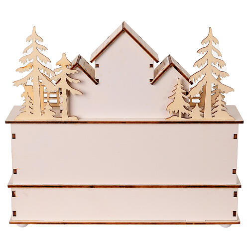 Wooden Christmas village set 25x20x10 cm natural warm white 5