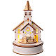 Escena Navidad iglesia tren 25x15 cm blanco LED madera s2