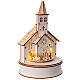 Escena Navidad iglesia tren 25x15 cm blanco LED madera s4