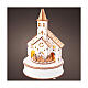 Scenario Natale chiesa trenino 25x15 cm bianco LED legno s1