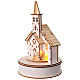 Scenario Natale chiesa trenino 25x15 cm bianco LED legno s3
