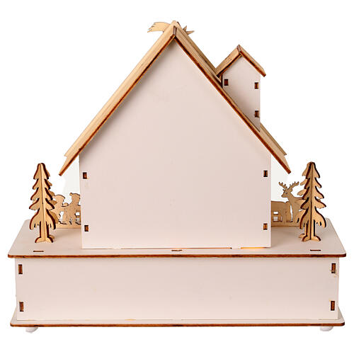 Christmas warm white wooden house 25x25x10 cm 5