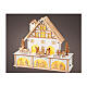 Christmas warm white wooden house 25x25x10 cm s1