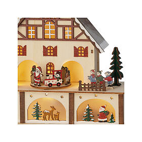 Colourful Christmas setting, 10x10x4 in, wooden house with figurines