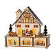 Colourful Christmas setting, 10x10x4 in, wooden house with figurines s3