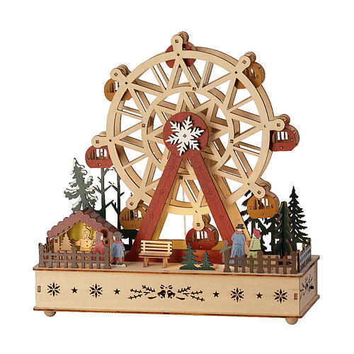 Décor roue panoramique bois 30x30x15 cm Noël couleurs 6