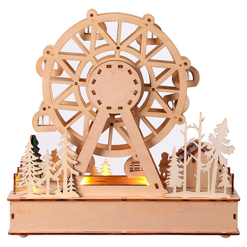 Décor roue panoramique bois 30x30x15 cm Noël couleurs 9