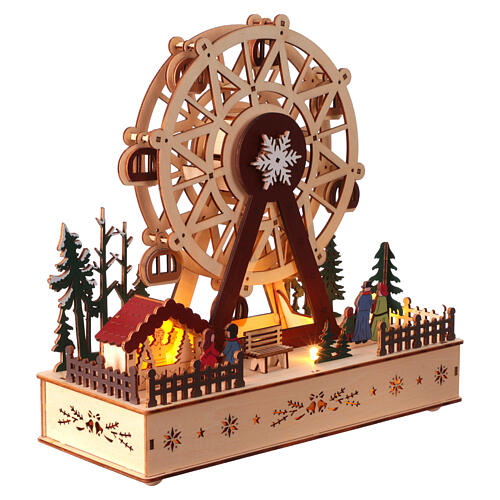 Scenario ruota panoramica legno 30x30x15 cm Natale colori 4
