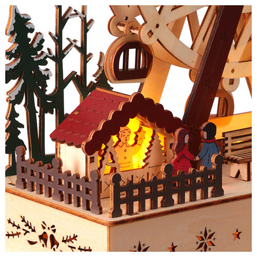 Cenário roda-gigante madeira 30x30x15 cm Natal colorido 5