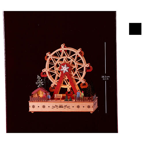 Wooden Ferris Wheel Scene 30x30x15 cm Christmas Colors 7
