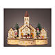 Escena iglesia tren 30x25x15 cm LED Navidad madera colores s1