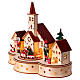 Décor église avec train 30x25x15 cm LEDs Noël bois coloré s3
