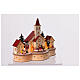 Décor église avec train 30x25x15 cm LEDs Noël bois coloré s7