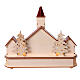 Décor église avec train 30x25x15 cm LEDs Noël bois coloré s8