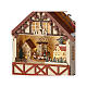 Christmas setting: wooden house on wheels with LED lights, 8x10x4 in s2