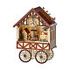 Escena casita ruedas madera 20x25x10 cm colores Navidad LED s3
