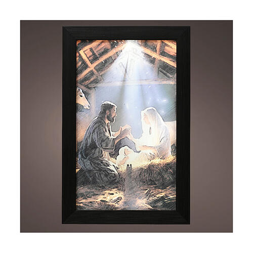 Quadro natalizio Gesù luce del mondo LED 20x30 cm 1