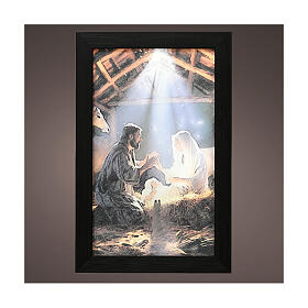 Christmas picture birth of Jesus light of the world LED 20x30 cm