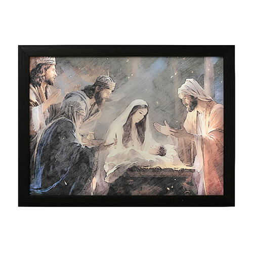 Quadro natalizio LED adorazione dei magi 35x25 cm 2