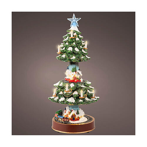 Scenario Natale micro LED albero candele stella h 49 cm 1