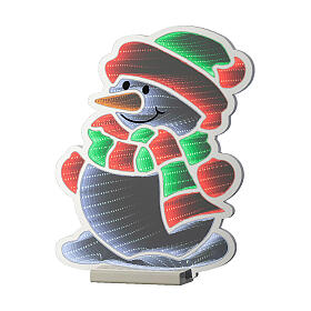 Green and red snowman, Infinity LED light, 16x16 in