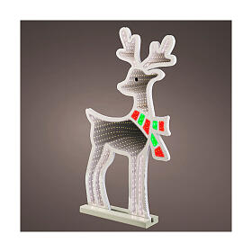 Reindeer with red and green scarf, Infinity LED light, 24x24 in