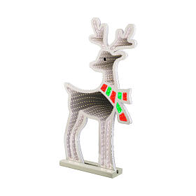 Reindeer with red and green scarf, Infinity LED light, 24x24 in