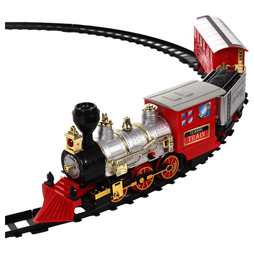 Tren con luces LED 30x10 cm escenas navideñas coloreadas 1